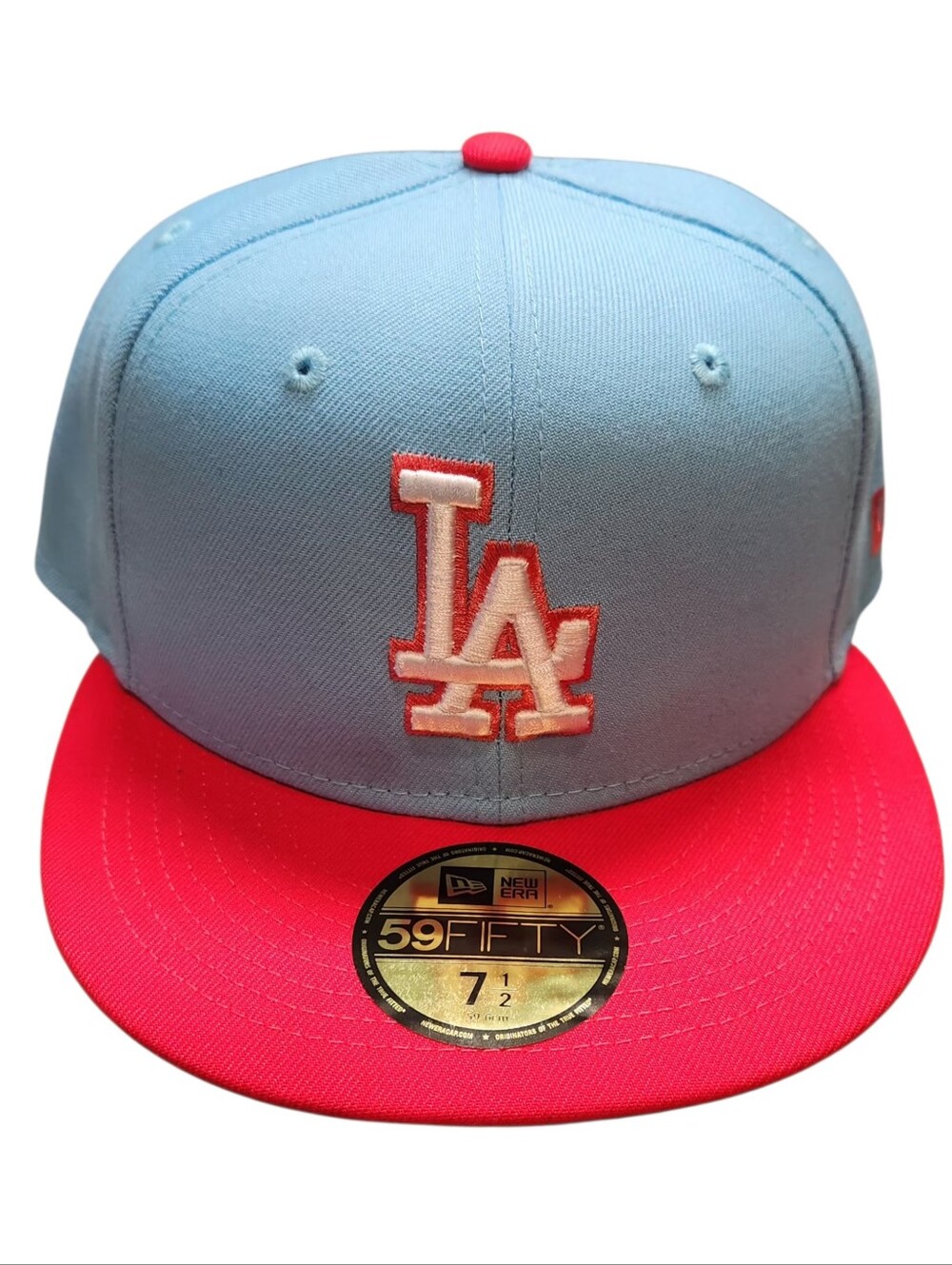 New Era LA Baseball Cap in Light Blue and Red